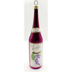 Christopher Radko Y2K Cabernet Wine Bottle 1995 Purple Christmas Glass Ornament